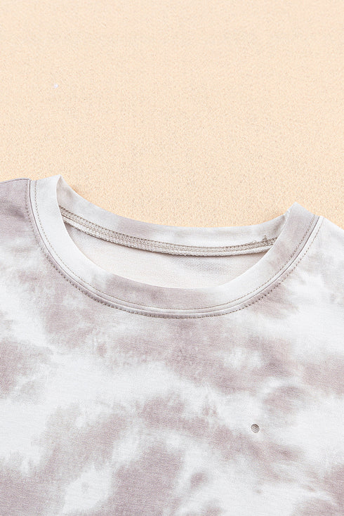 Relaxed Short Sleeve Tie Dye Print Casual Crew Neck Top