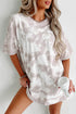 Relaxed Short Sleeve Tie Dye Print Casual Crew Neck Top