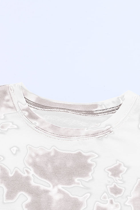 Relaxed Short Sleeve Tie Dye Print Casual Crew Neck Top