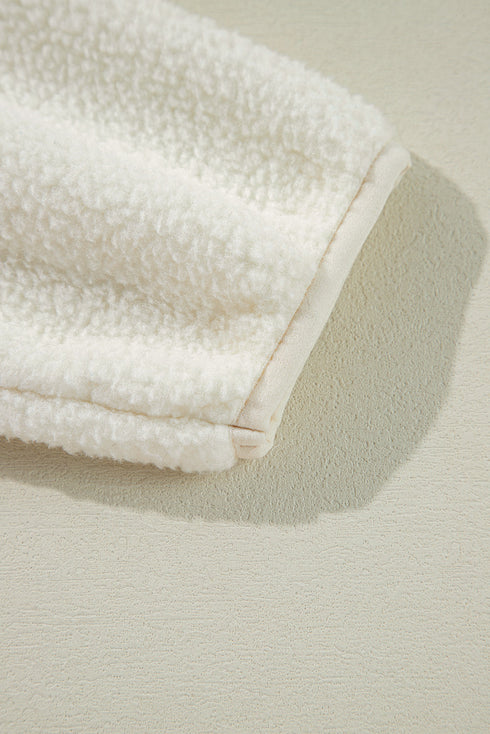 Relaxed Snap Placket Textured Sherpa Pullover