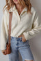 Relaxed Snap Placket Textured Sherpa Pullover