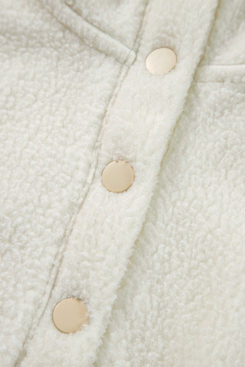 Relaxed Snap Placket Textured Sherpa Pullover
