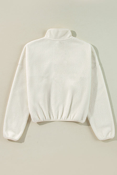 Relaxed Snap Placket Textured Sherpa Pullover