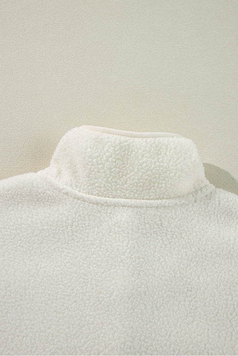 Relaxed Snap Placket Textured Sherpa Pullover