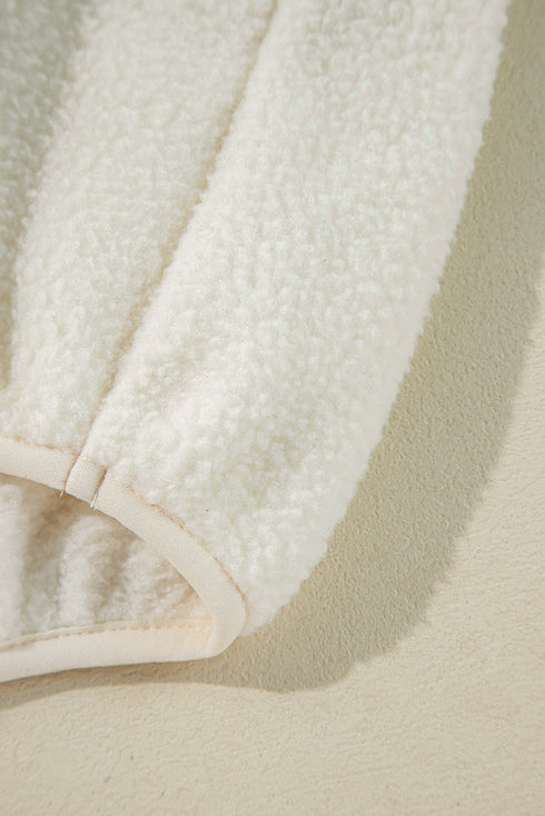 Relaxed Snap Placket Textured Sherpa Pullover