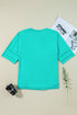 Relaxed Stretch Cotton Half Sleeve Button Front Henley Top