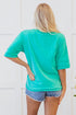 Relaxed Stretch Cotton Half Sleeve Button Front Henley Top