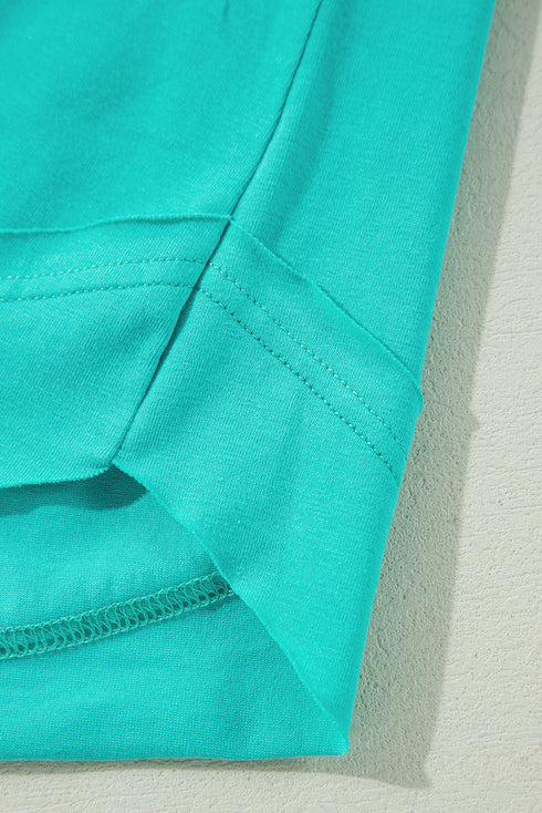 Relaxed Stretch Cotton Half Sleeve Button Front Henley Top