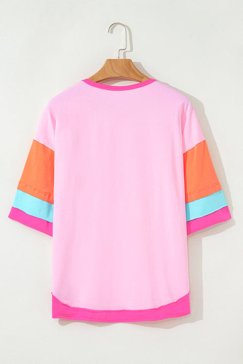 Relaxed Stretch Cotton Half Sleeve Button Front Henley Top