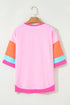 Relaxed Stretch Cotton Half Sleeve Button Front Henley Top
