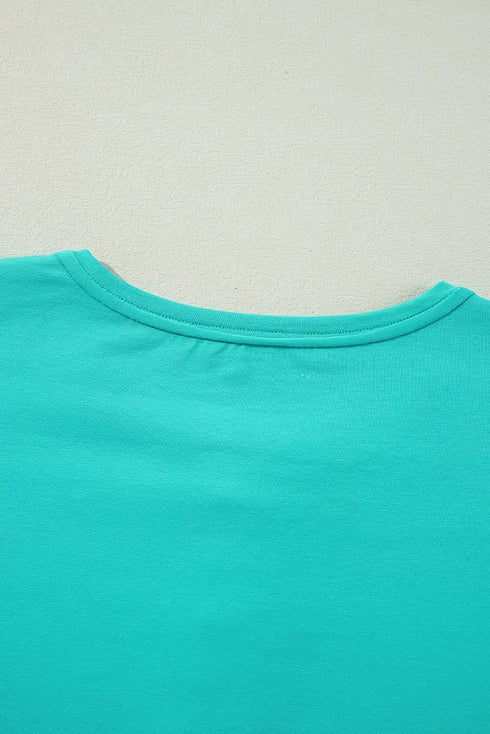 Relaxed Stretch Cotton Half Sleeve Button Front Henley Top