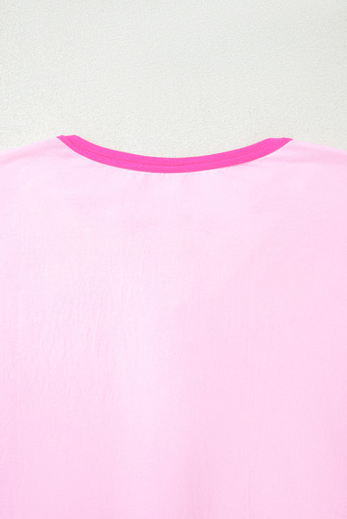 Relaxed Stretch Cotton Half Sleeve Button Front Henley Top