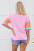 Relaxed Stretch Cotton Half Sleeve Button Front Henley Top