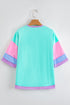Relaxed Stretch Cotton Half Sleeve Button Front Henley Top