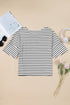 Relaxed Stripe Print Scoop Neck Half Sleeve Loose Fit Casual Top