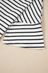 Relaxed Stripe Print Scoop Neck Half Sleeve Loose Fit Casual Top