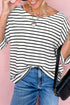 Relaxed Stripe Print Scoop Neck Half Sleeve Loose Fit Casual Top