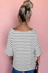Relaxed Stripe Print Scoop Neck Half Sleeve Loose Fit Casual Top