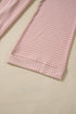 Relaxed Stripe Ribbed Knit Cowl Neck Pullover Top