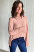 Relaxed Stripe Ribbed Knit Cowl Neck Pullover Top