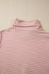 Relaxed Stripe Ribbed Knit Cowl Neck Pullover Top