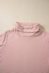 Relaxed Stripe Ribbed Knit Cowl Neck Pullover Top