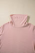 Relaxed Stripe Ribbed Knit Cowl Neck Pullover Top