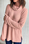 Relaxed Stripe Ribbed Knit Cowl Neck Pullover Top