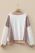Relaxed Striped Balloon Sleeve Crew Neck Pullover Sweatshirt