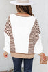 Relaxed Striped Balloon Sleeve Crew Neck Pullover Sweatshirt