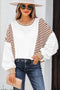 Relaxed Striped Balloon Sleeve Crew Neck Pullover Sweatshirt