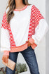 Relaxed Striped Balloon Sleeve Crew Neck Pullover Sweatshirt