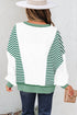 Relaxed Striped Balloon Sleeve Crew Neck Pullover Sweatshirt