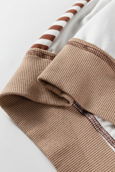 Relaxed Striped Balloon Sleeve Crew Neck Pullover Sweatshirt