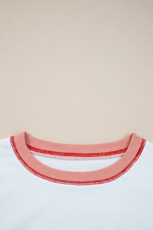 Relaxed Striped Balloon Sleeve Crew Neck Pullover Sweatshirt
