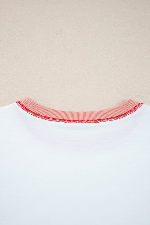 Relaxed Striped Balloon Sleeve Crew Neck Pullover Sweatshirt