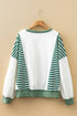 Relaxed Striped Balloon Sleeve Crew Neck Pullover Sweatshirt