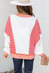 Relaxed Striped Balloon Sleeve Crew Neck Pullover Sweatshirt