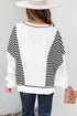 Relaxed Striped Balloon Sleeve Crew Neck Pullover Sweatshirt