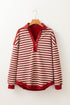 Relaxed Striped Button Front Drop Shoulder Collared Shirt