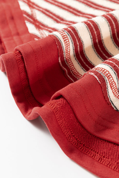 Relaxed Striped Button Front Drop Shoulder Collared Shirt
