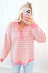Relaxed Striped Button Front Drop Shoulder Collared Shirt