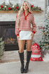 Relaxed Striped Button Front Drop Shoulder Collared Shirt