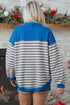Relaxed Striped Button Front Drop Shoulder Collared Shirt