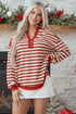 Relaxed Striped Button Front Drop Shoulder Collared Shirt