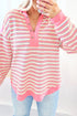 Relaxed Striped Button Front Drop Shoulder Collared Shirt