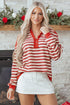 Relaxed Striped Button Front Drop Shoulder Collared Shirt