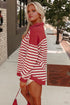 Relaxed Striped Button Front Drop Shoulder Collared Shirt