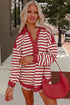 Relaxed Striped Button Front Drop Shoulder Collared Shirt