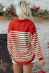 Relaxed Striped Button Front Drop Shoulder Collared Shirt